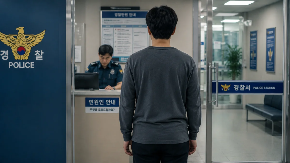 전주 뺑소니 합의 감형|경찰서 민원실 안내 데스크를 방문한 남성